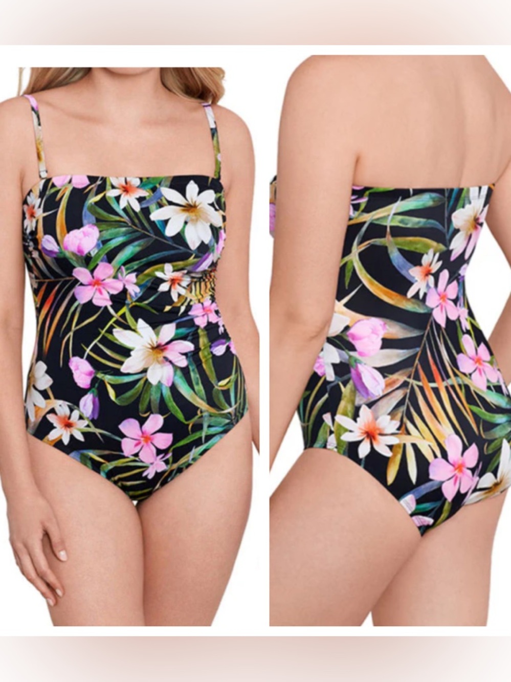 NWT! Longitude Elysian Fields Side Shirred Bandeau Fullpiece
